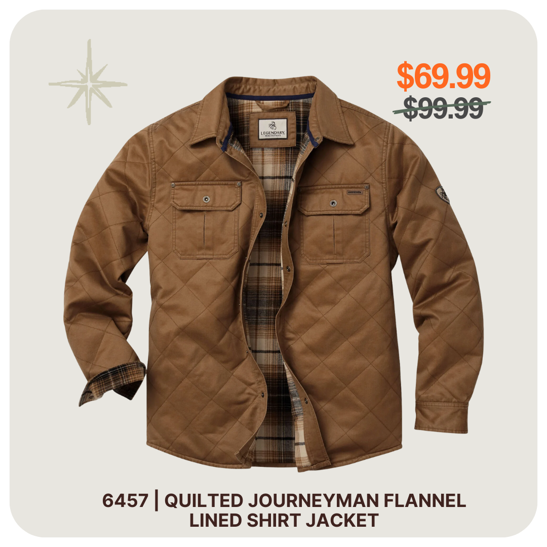 Men's Quilted Journeyman Flannel Lined Shirt Jacket