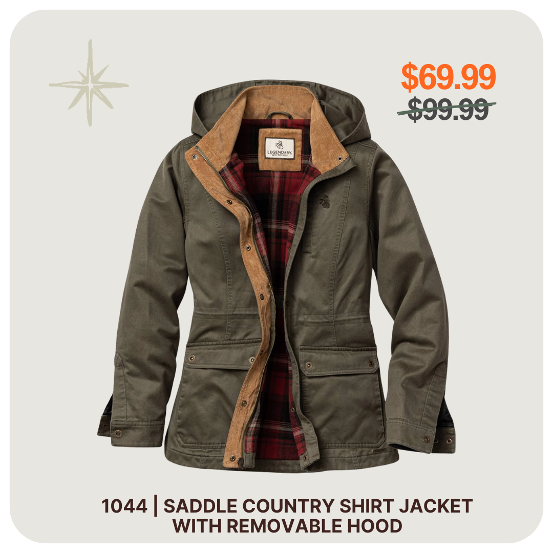 Women's Saddle Country Shirt Jacket with Removable Hood