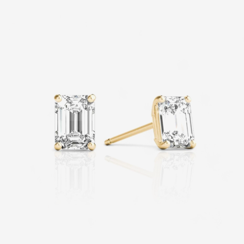 Lab-Grown Emerald Cut Diamond Stud Earrings