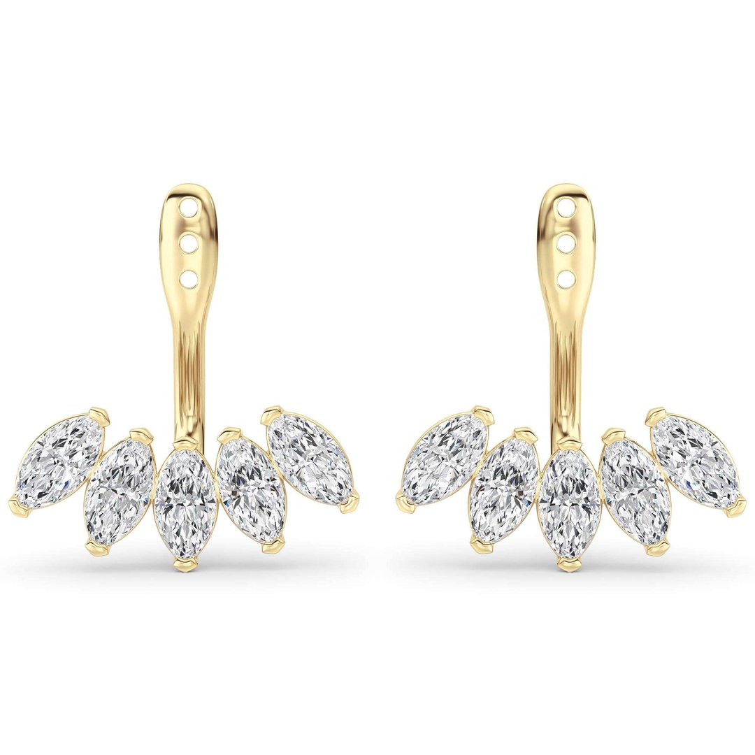 IGI Certified 2.50 CTW Marquise Shape FVS Lab-Grown Diamond Earring Jackets in 14kt Yellow Gold
