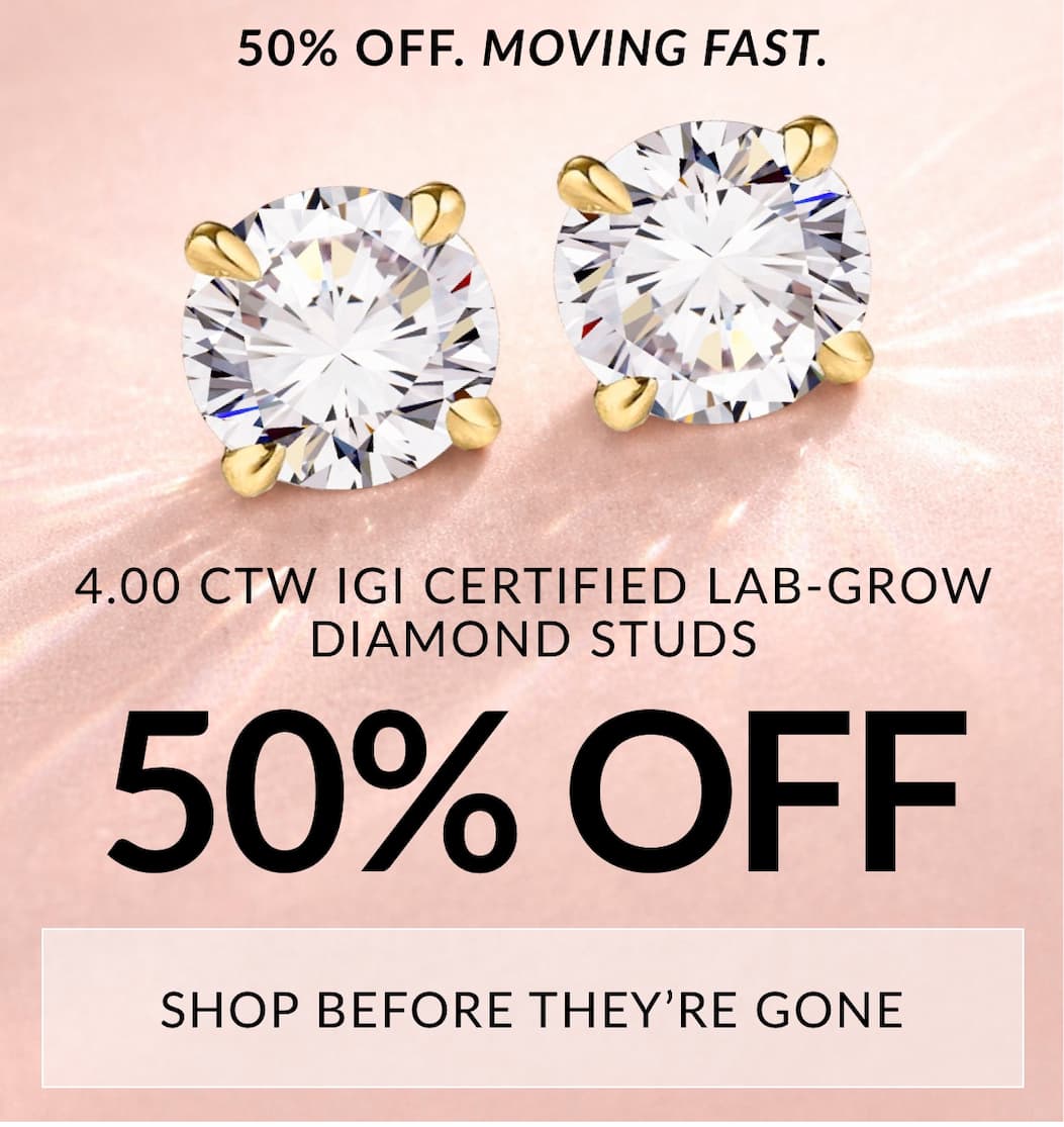 50% off select certified lab-grown diamond stud earrings with code 50OFF
