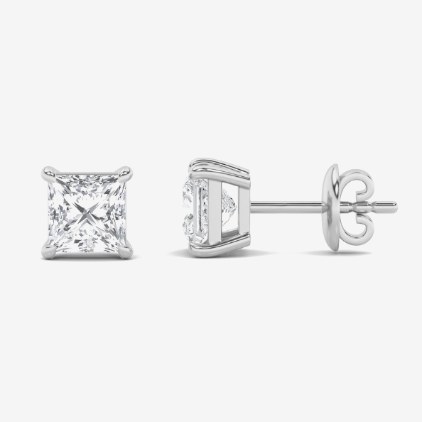 IGI CERTIFIED 3.00 CTW PRINCESS CUT LAB DIAMOND STUDS
