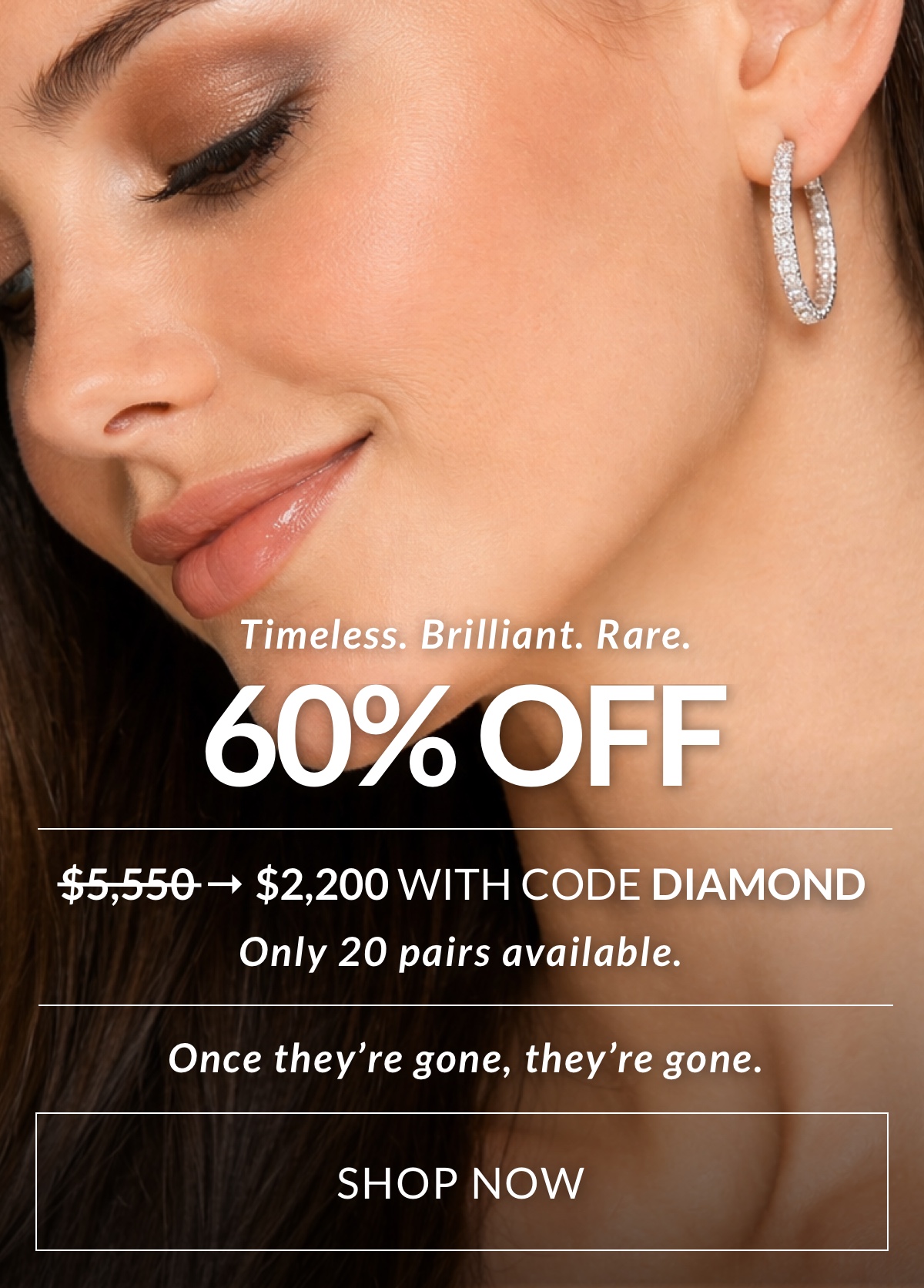 50% off 2 CTW diamond hoop earrings