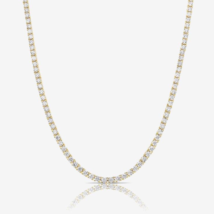 14kt Yellow Gold 3.00 CTW Petite Natural Diamond Tennis Necklace
