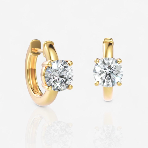 Custom Round-Cut Diamond Huggie Earrings