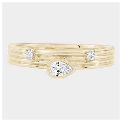 0.20 CTW 14kt Gold Lab-Grown Pear & Round Diamond Bezel Fashion Ring 14kt Yellow Gold