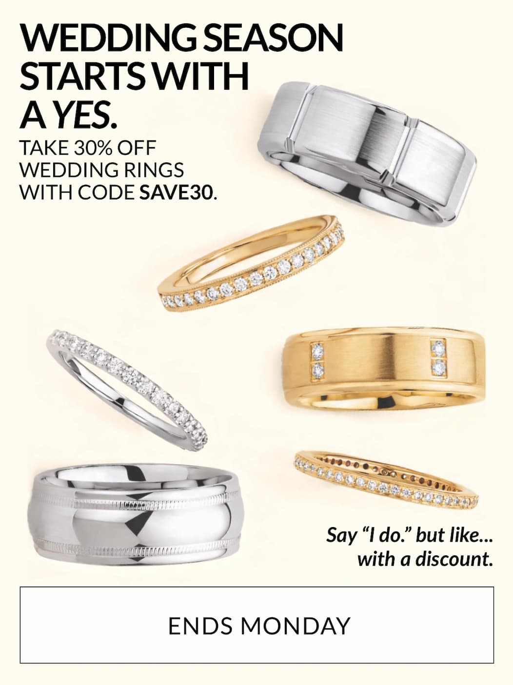 30% off wedding rings with code SAVE30