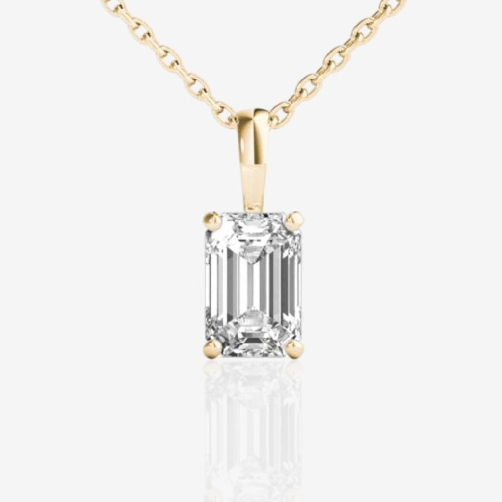 Emerald Cut Lab-Grown Diamond Solitaire Pendant