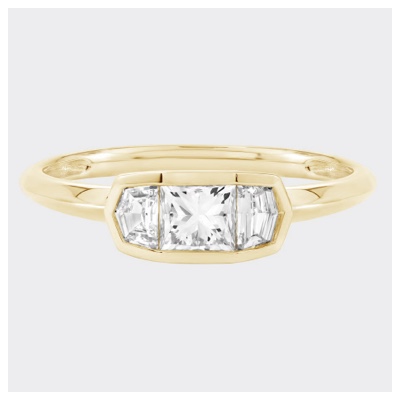 0.75 CTW 14kt Gold Bezel Set Three-Stone Lab-Grown Diamond Fashion Ring 14kt Yellow Gold