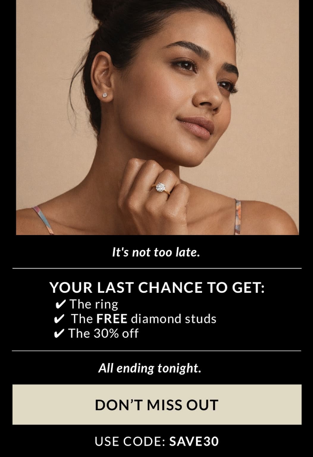 30% off sitewide* plus free studs ends tonight.