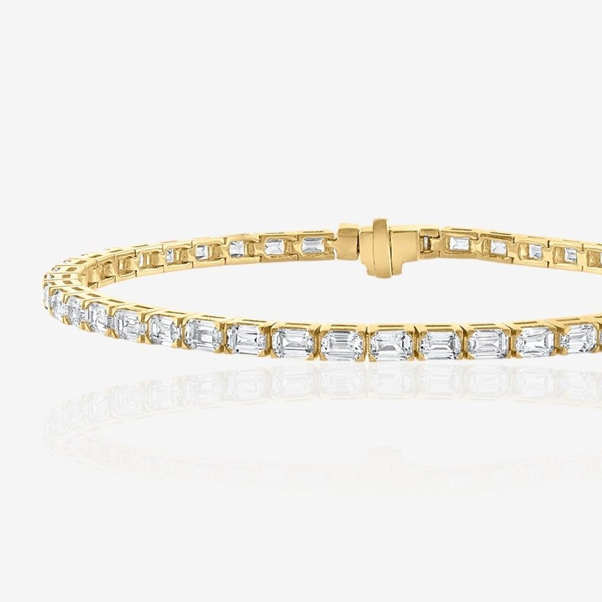 Lab-Grown Emerald Cut East-West Prong-Set Diamond Tennis Bracelet