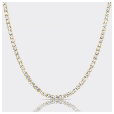 14kt Yellow Gold 3.00 CTW Petite Natural Diamond Tennis Necklace