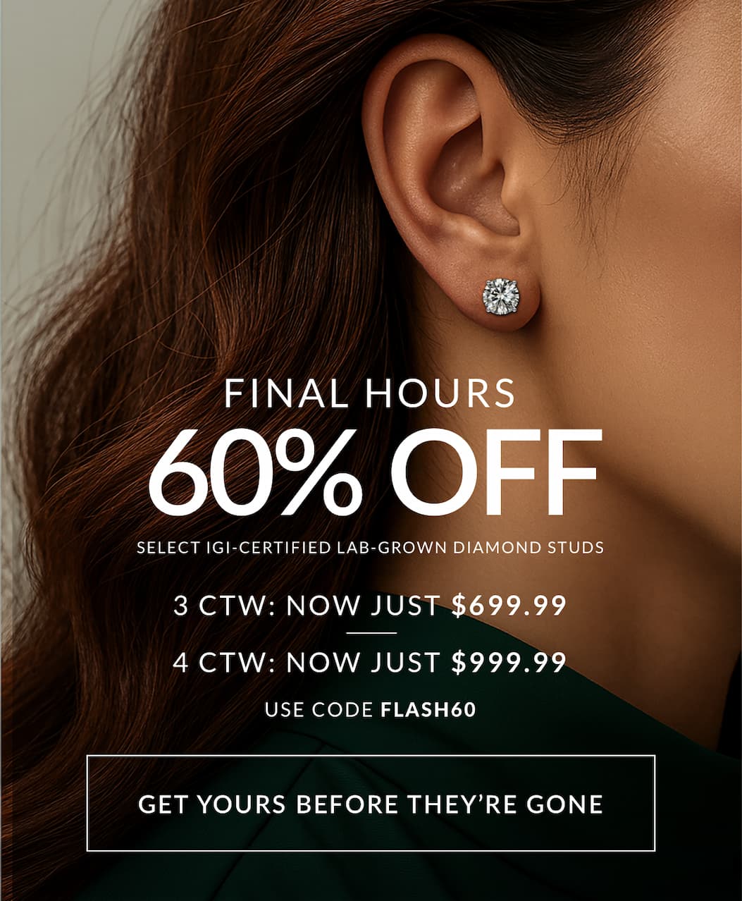 60% off select igi certified lab diamond stud earrings