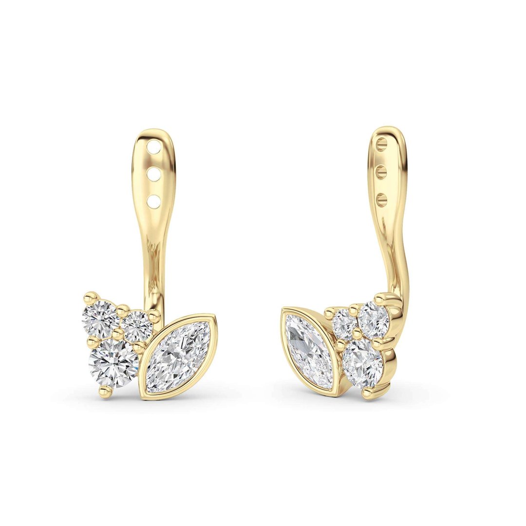 IGI Certified 1.00 CTW Multi Shape FVS Lab-Grown Diamond Earring Jackets in 14kt Yellow Gold