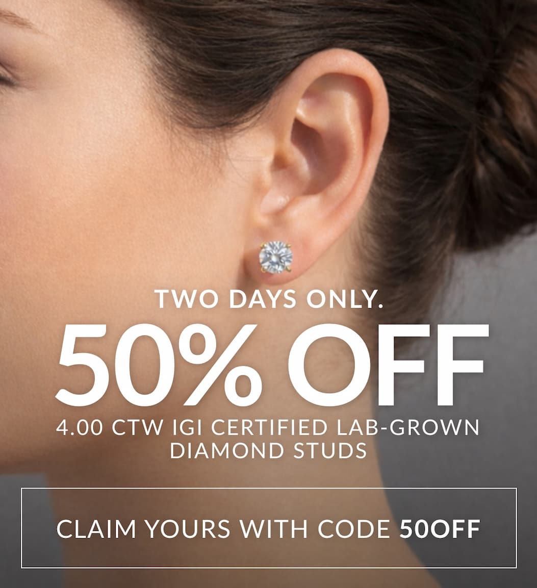 50% off 4.00 ctw IGI certified lab diamond stud earrings