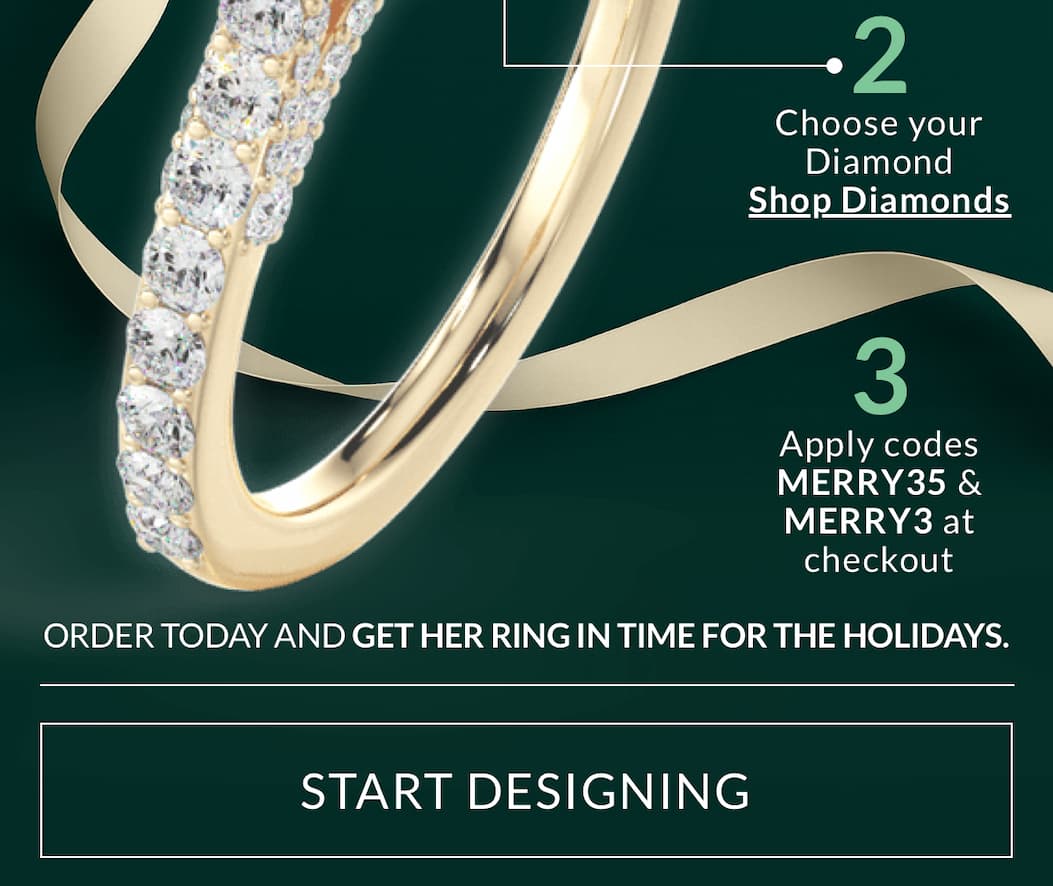 35% off lab-grown diamonds & engagement ring settings with code MERRY35