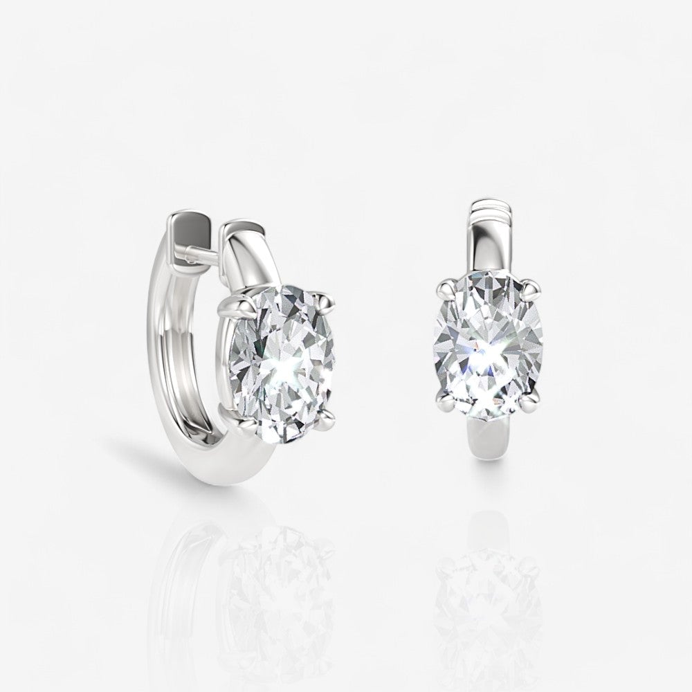 custom oval diamond huggies