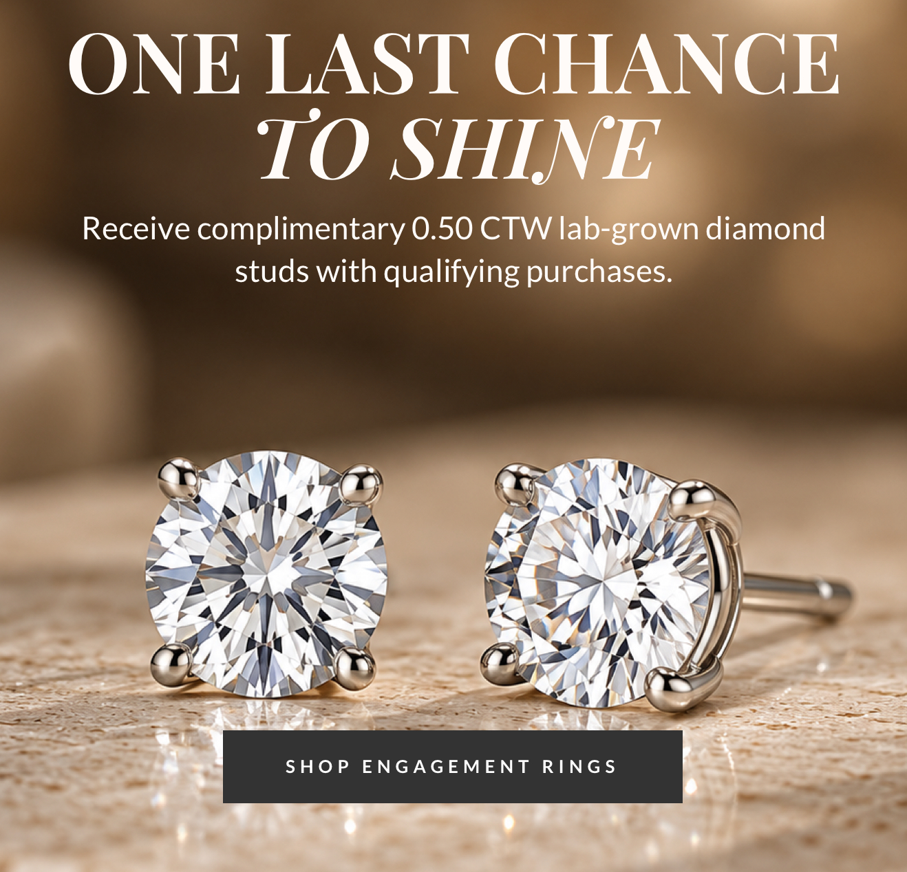 Complimentary .50 CTW lab grown diamond studs