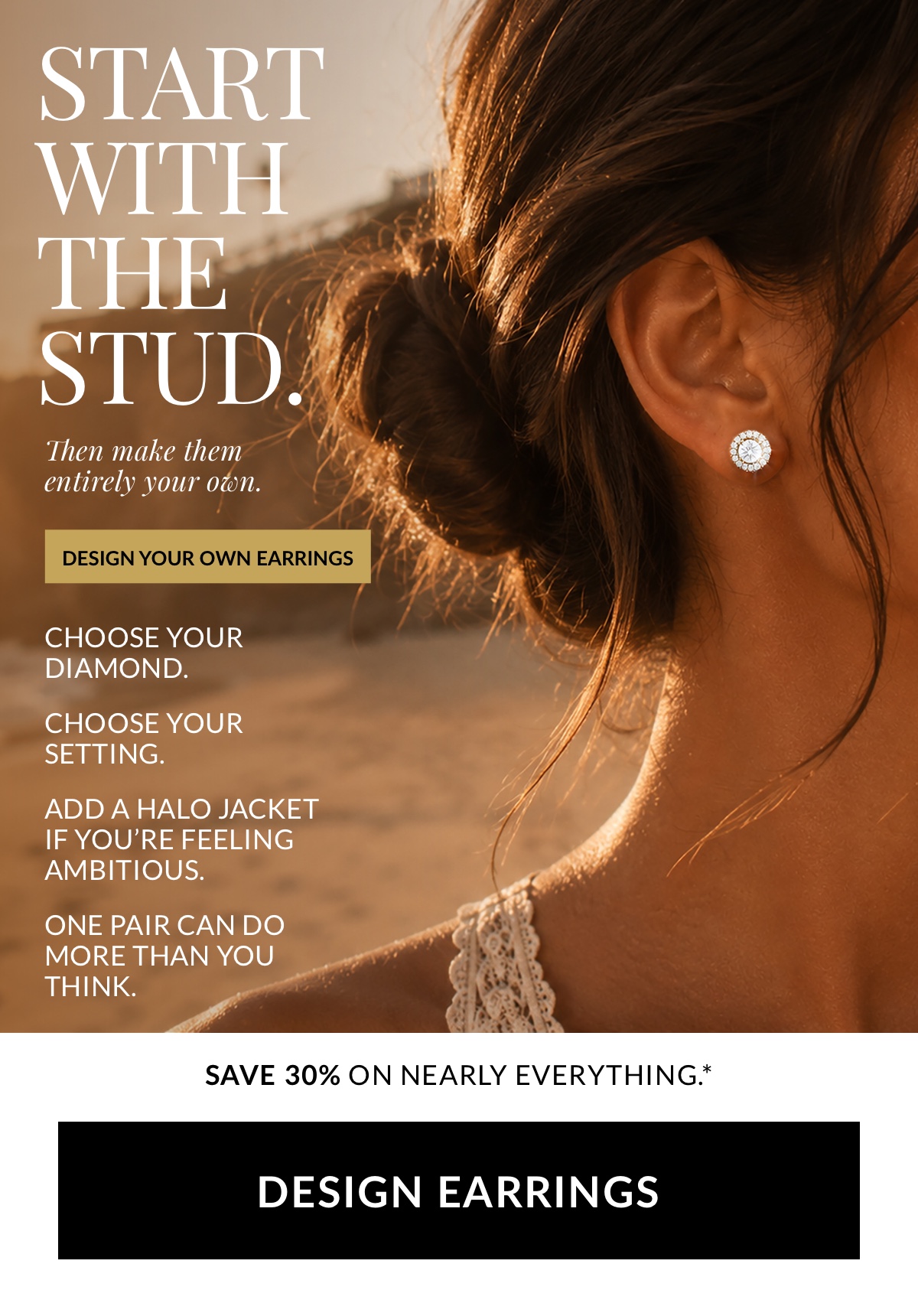 stud earring with halo jacket