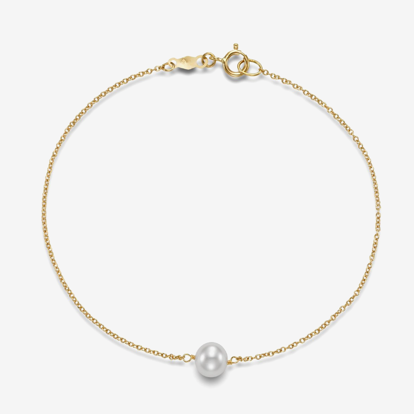 14kt Yellow Gold 7-7.5mm Freshwater Pearl Single Station Bracelet