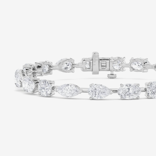 white gold multi shape lab grown diamond tennis bracelet