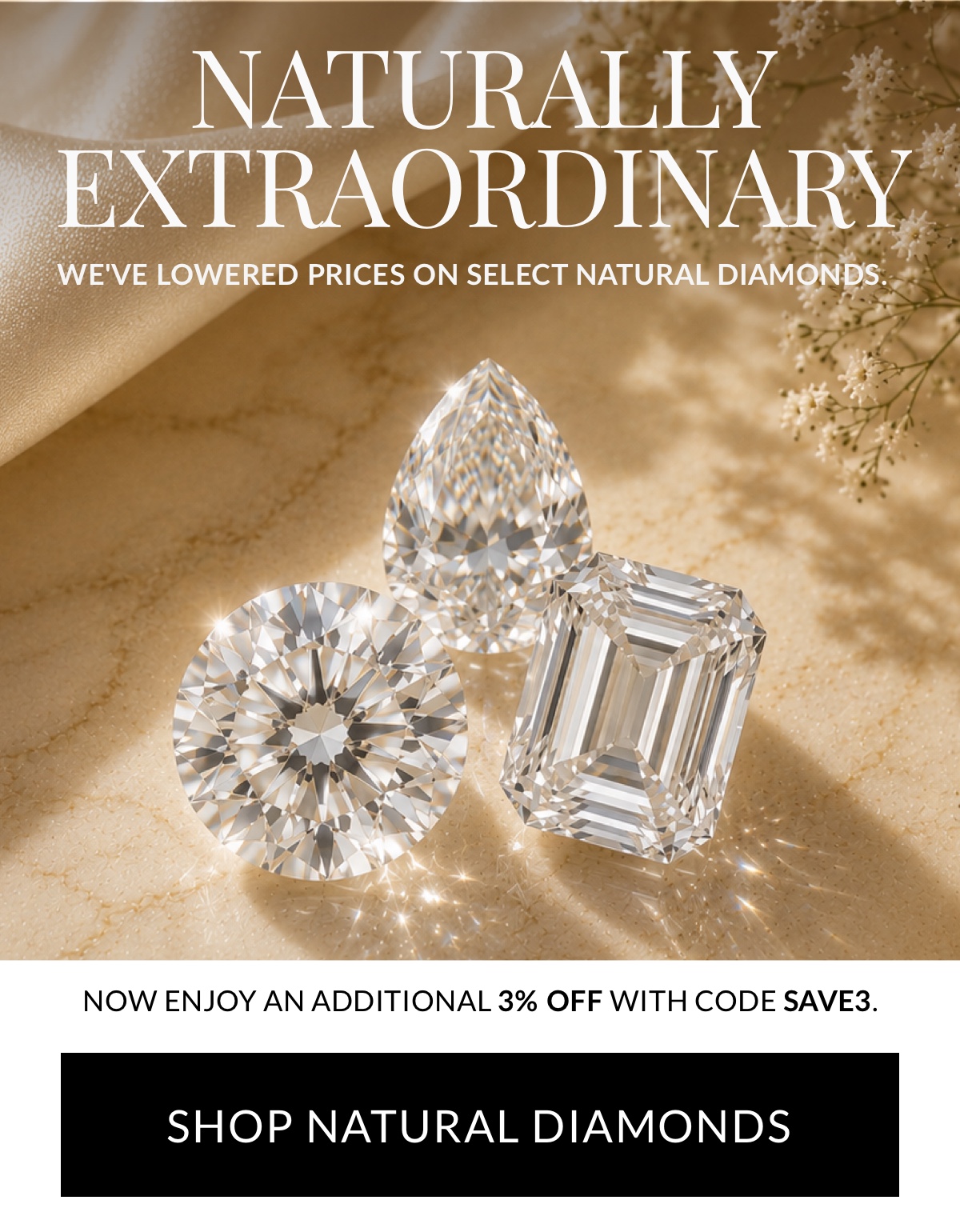 save 3% on natural diamonds