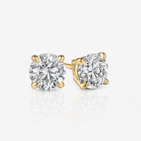 Custom Four-Prong Round Diamond Stud Earrings