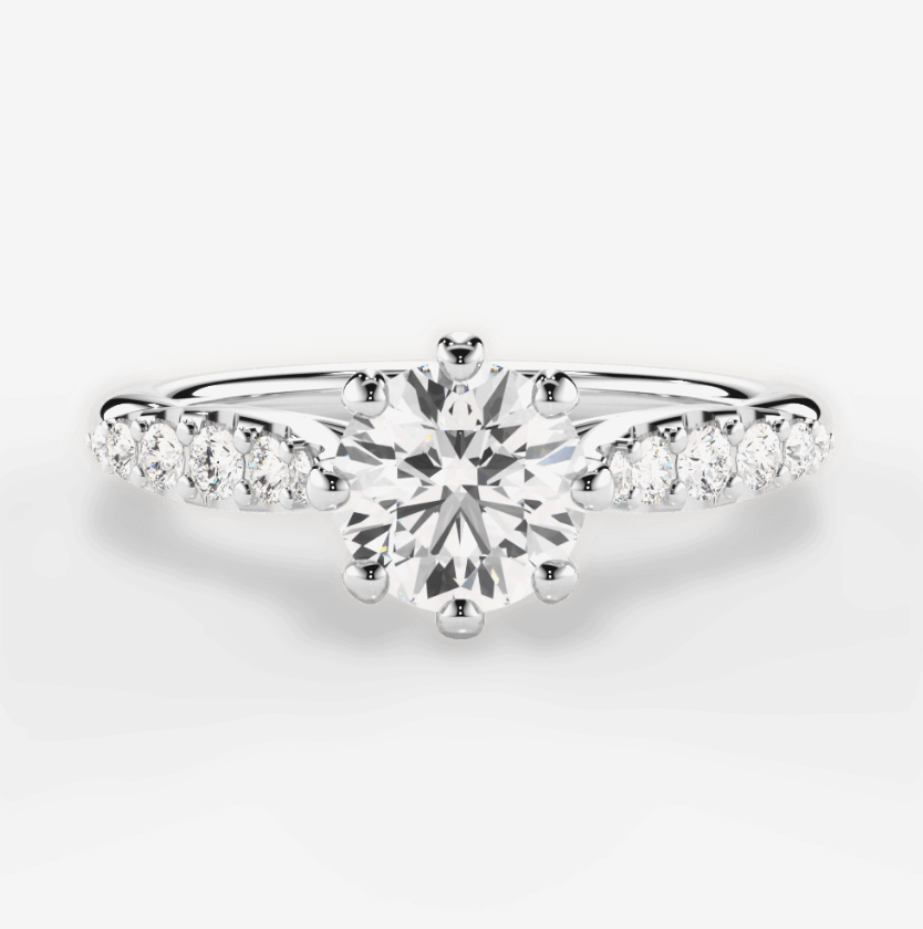 The Violet Round Cut Platinum Eight-Prong Tapered Diamond Engagement Ring