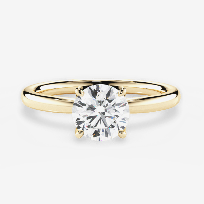 The Nivea Round Cut 18kt Yellow Gold Petal Solitaire Engagement Ring