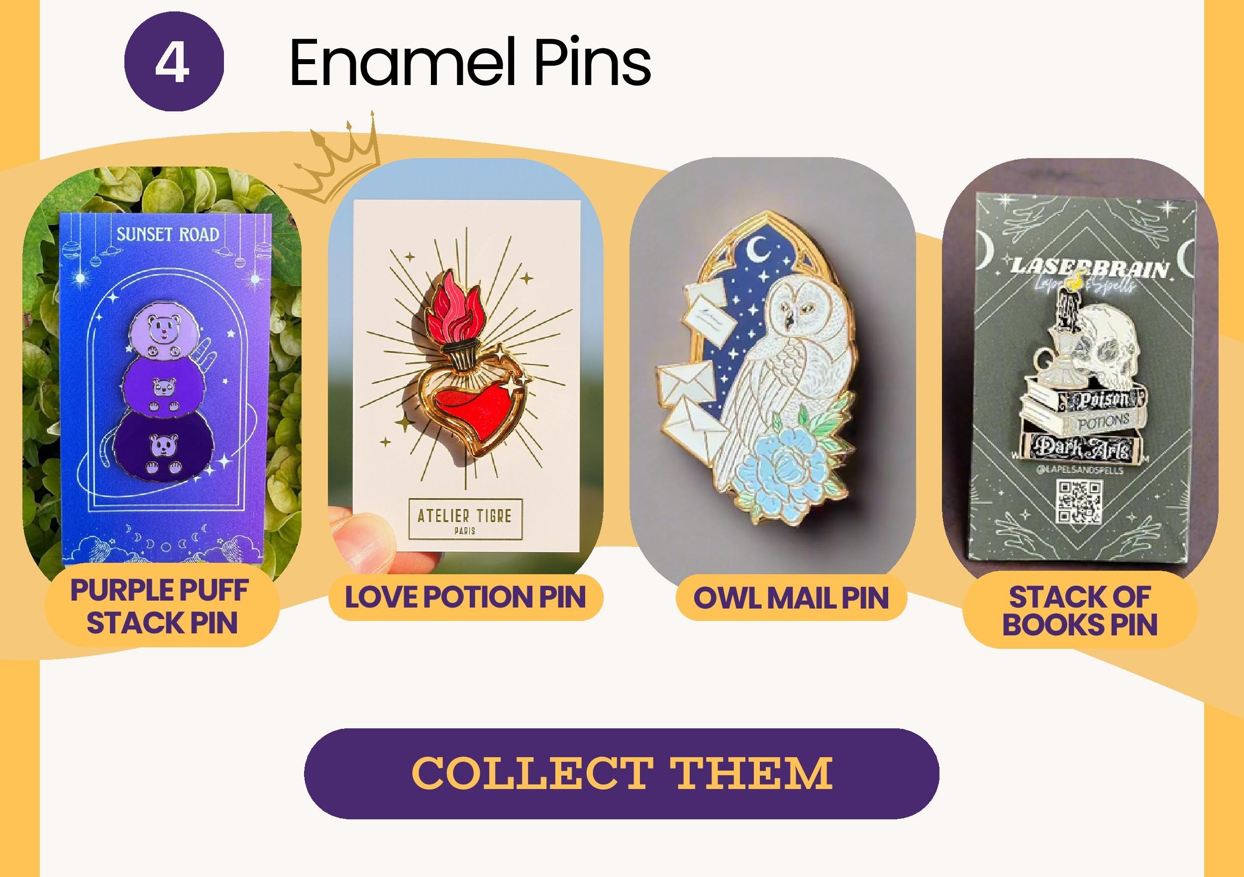 Magical pins to collect or accessorize your goodies