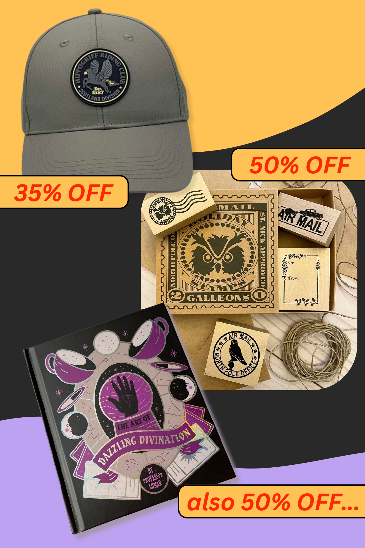 Hippogriff Riding Club Hat, Magical Stamp Set, Divination Notebook