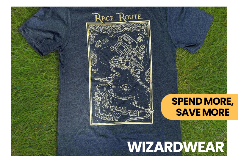 Wizardwear apparel grid (hoodie, tee, cap) with Shop Wizardwear button; discounts auto-applied.