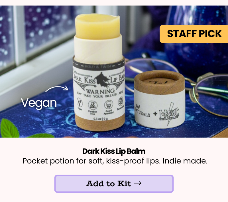 Dark Kiss Lip Balm, vegan pocket balm for soft, kiss-proof lips.