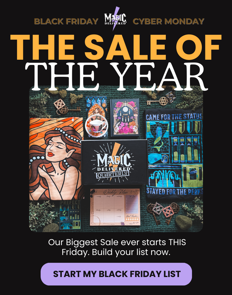 The Sale of the Year' headline over a collage of Magic, Delivered items with button 'Start My Black Friday List.