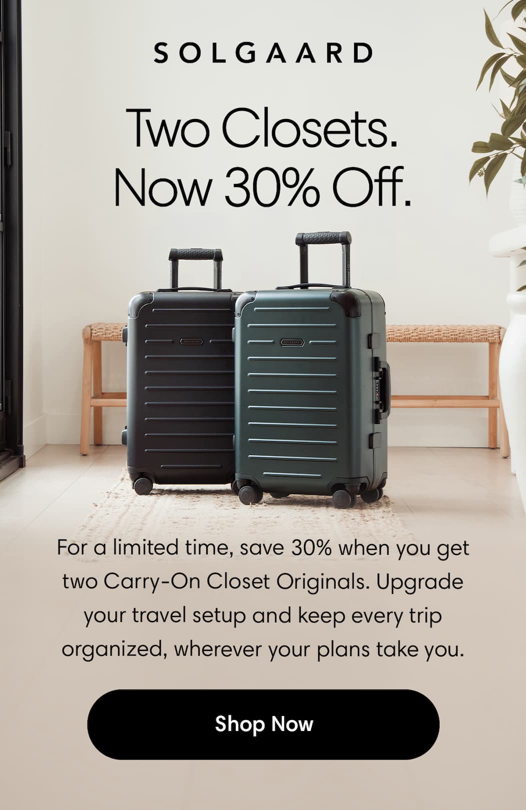 Get two Carry-On Closet Originals and save 30% for a limited time.