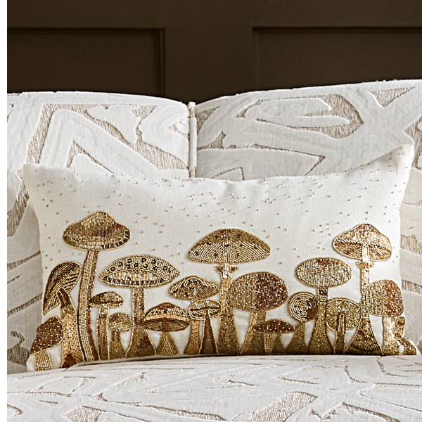 Mushroom Field Beaded Pillow