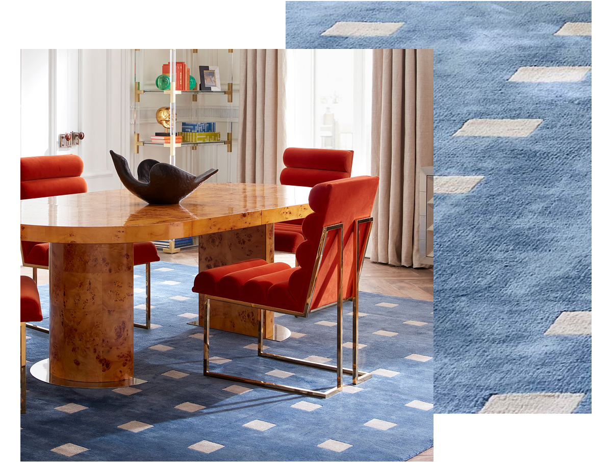 Small Squares Hand-Knotted Rug