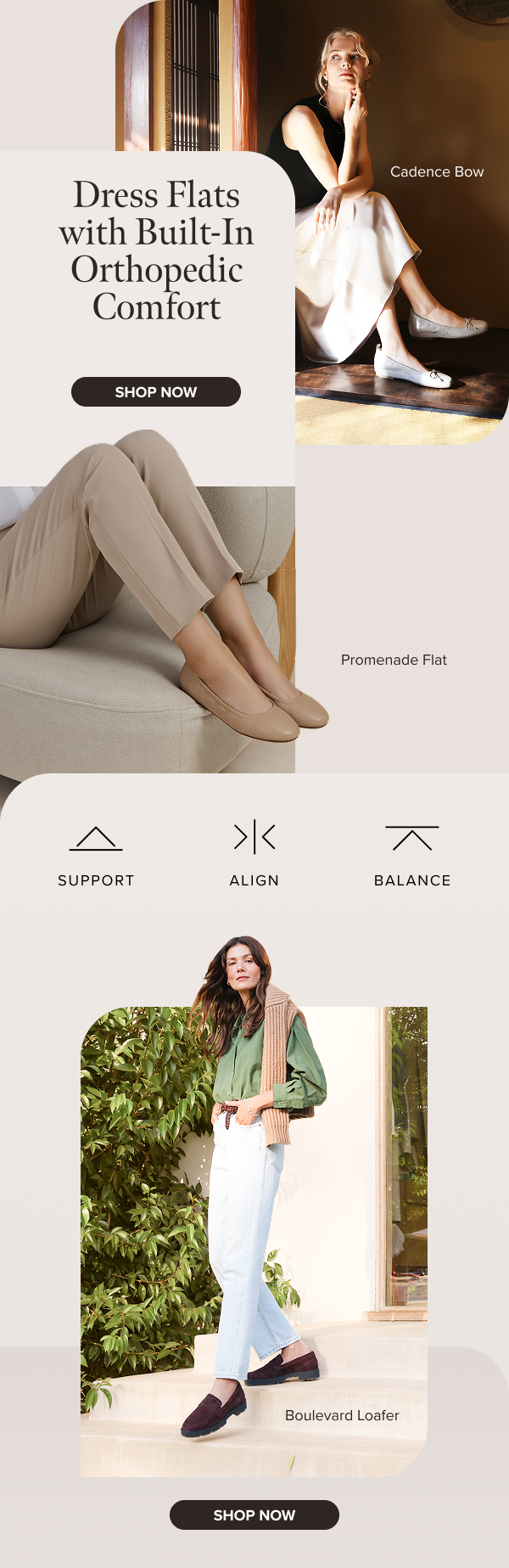 Dress Flats with Built-In Orthopedic Comfort