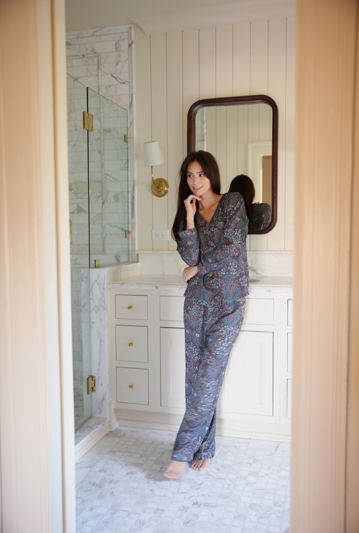 Model in Morris & Co. x Summersalt pajamas