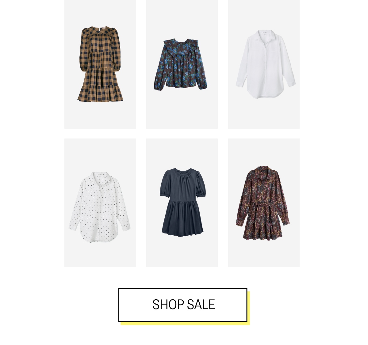 Text: SHOP NOW. Layflat images of Fall apparel 