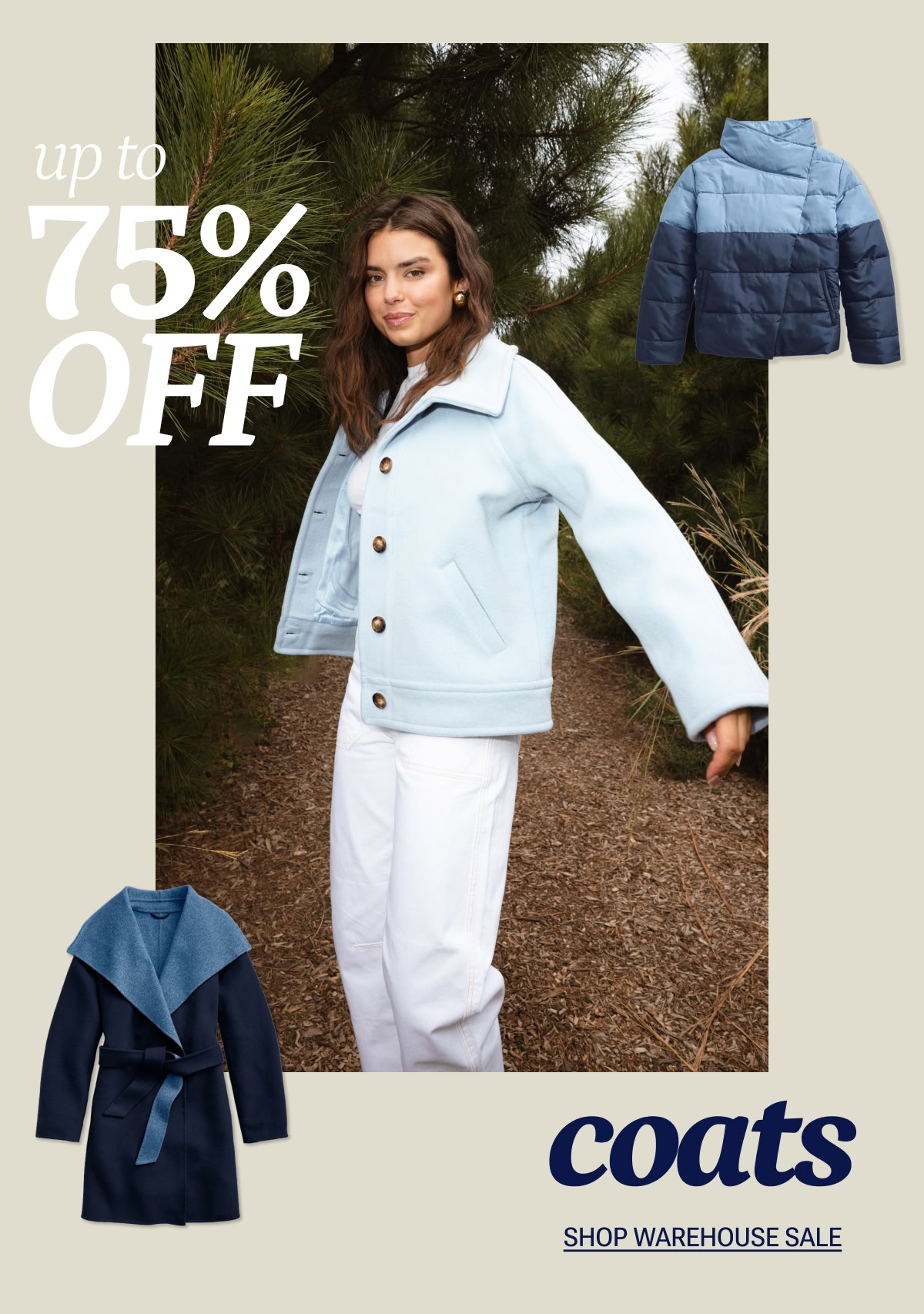 Model in frost wool short coat