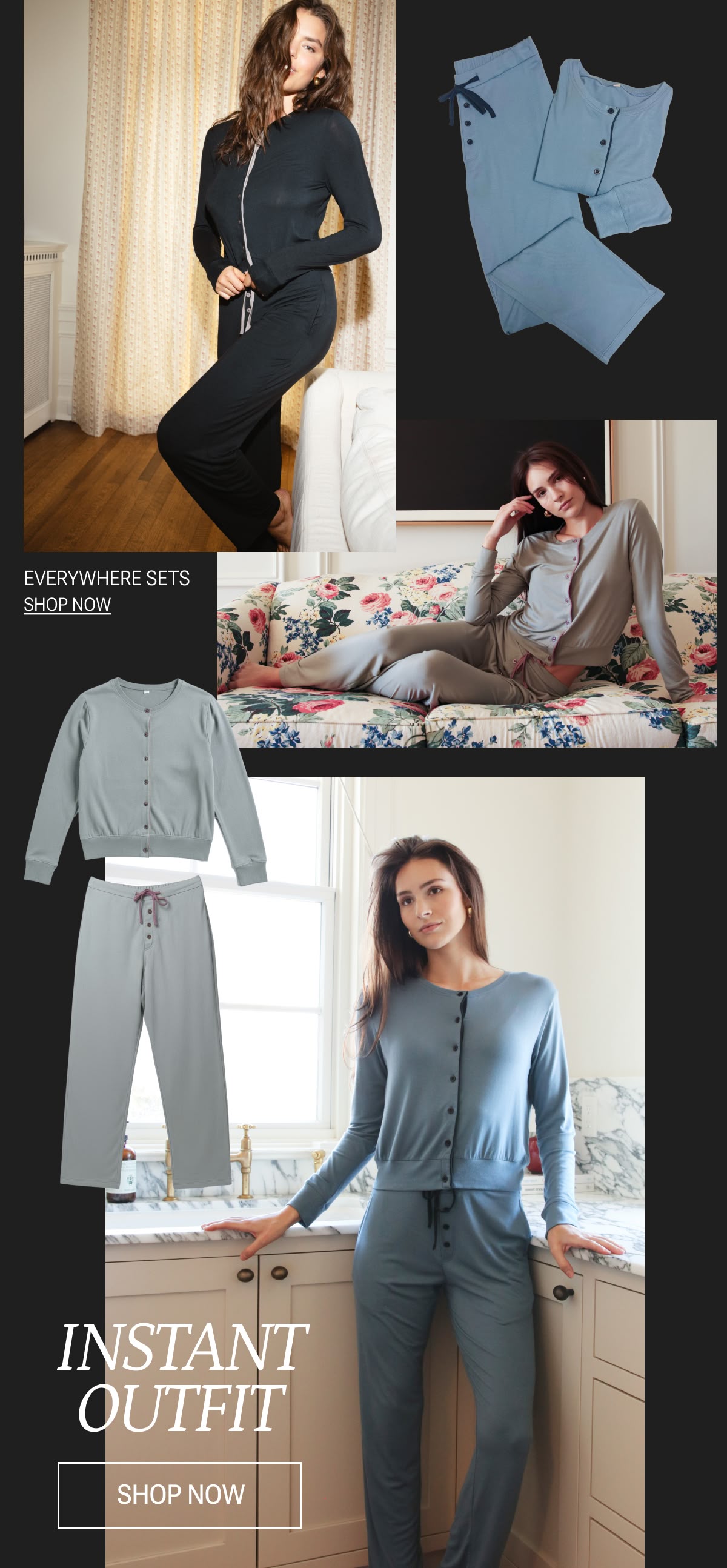 Model in matching lounge set