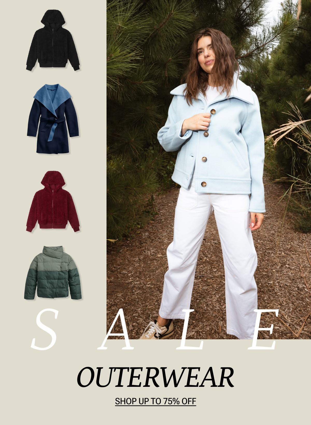 Model in frost wool short coat