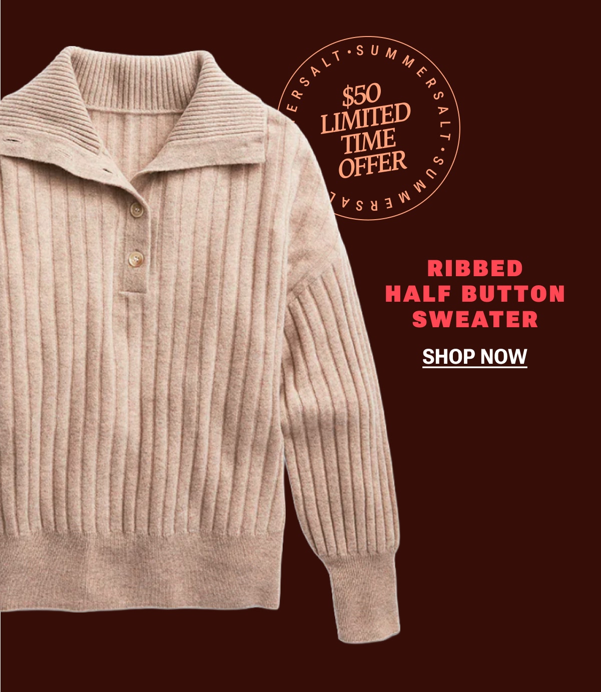 Summersalt ribbed half button sweater