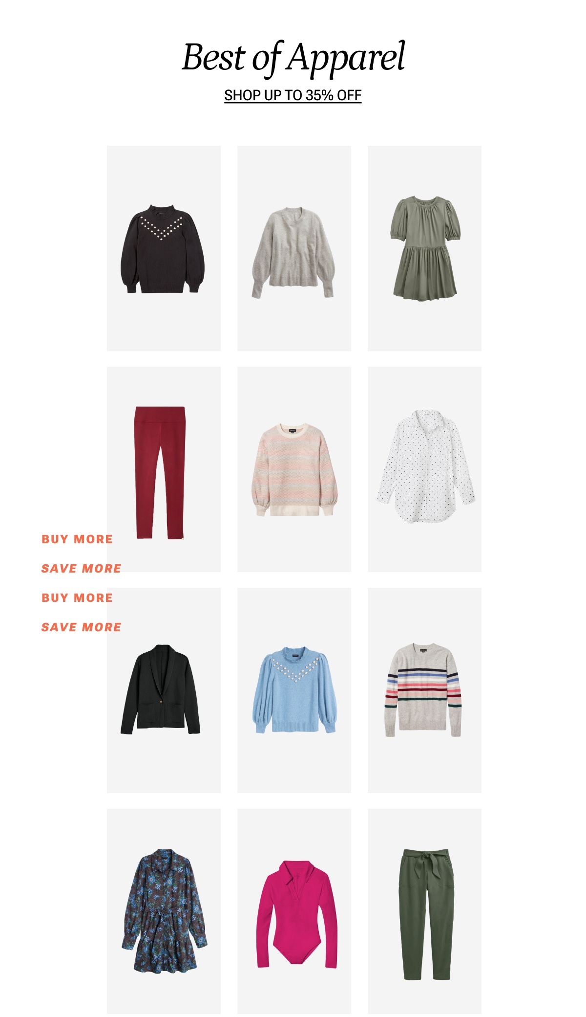 Best of Apparel up to 35% off