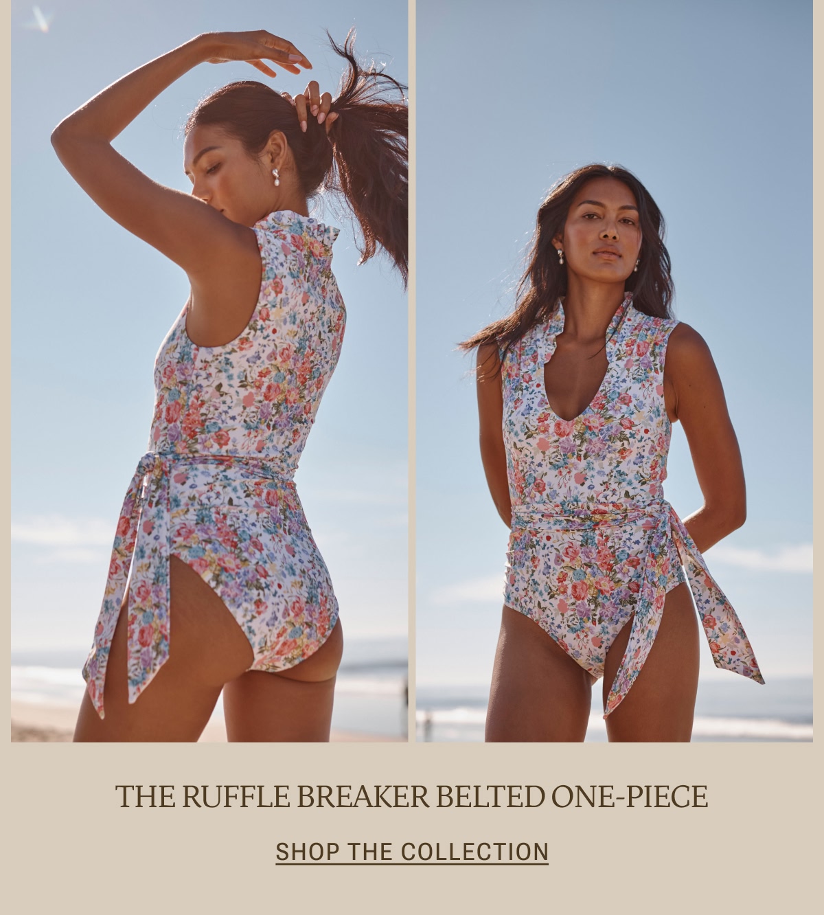 Ruffle Breaker Belted One Piece