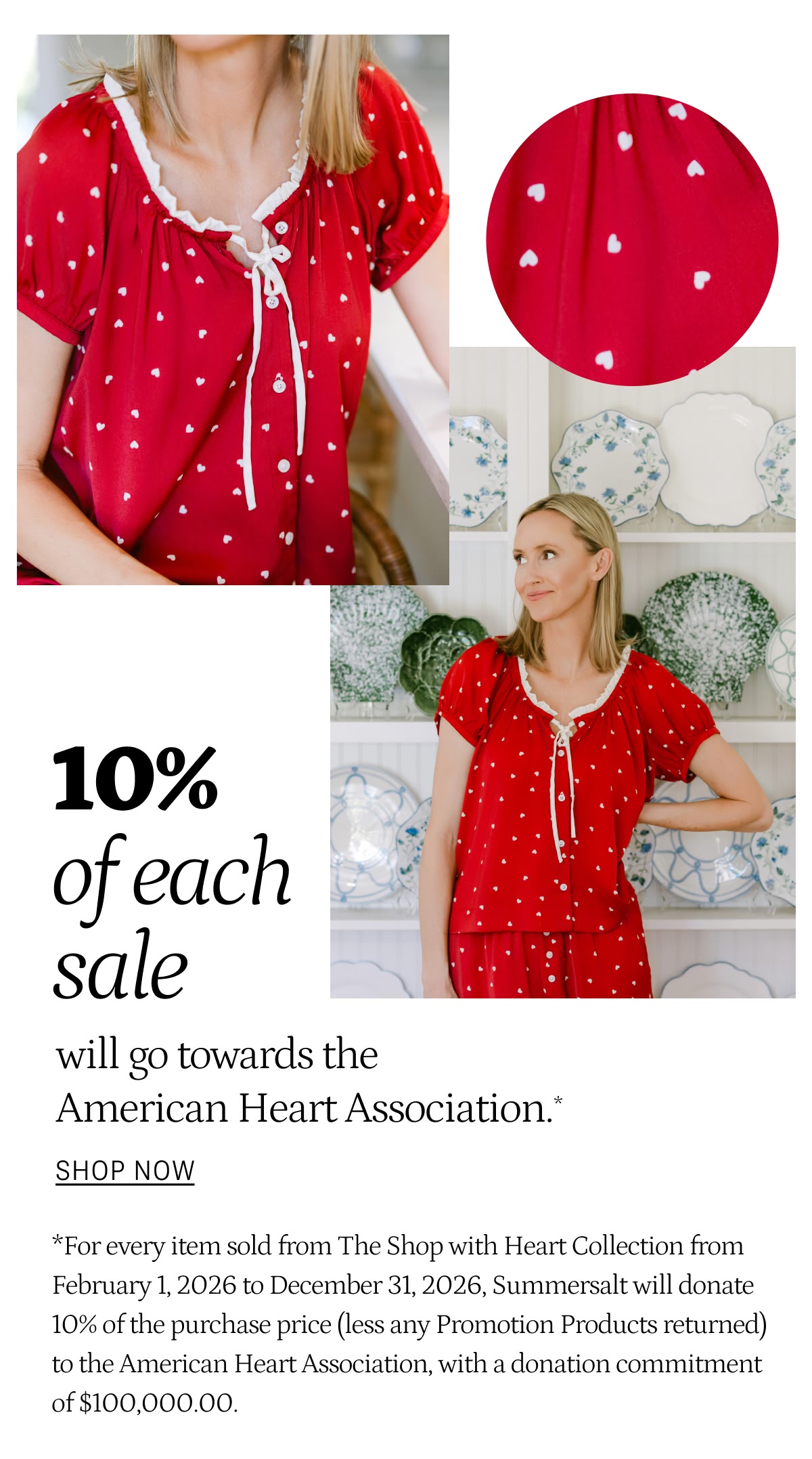 Model in love dot print pajamas