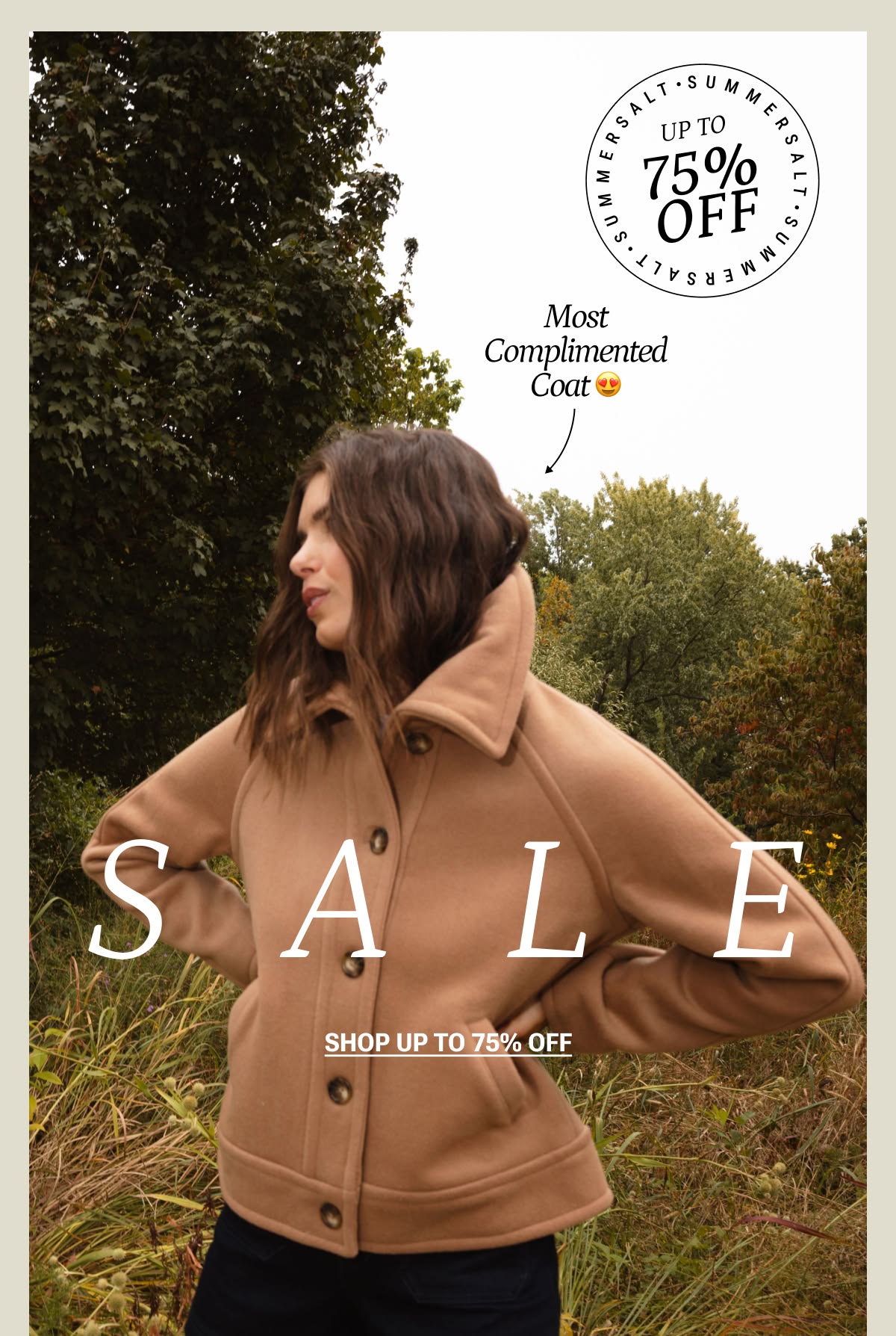 Model in brown wool short coat