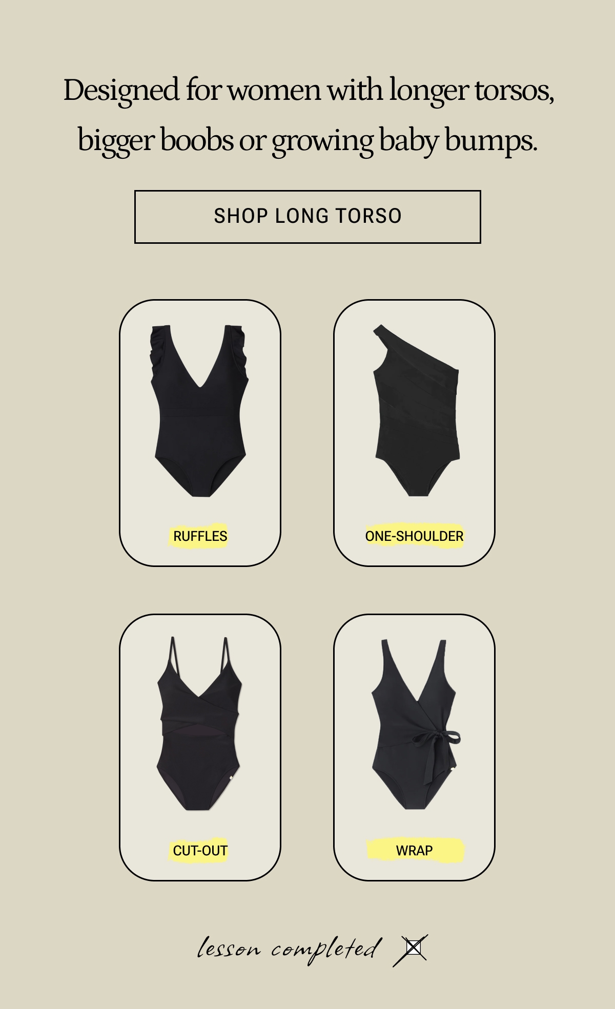 Black long torso one piece swimsuits