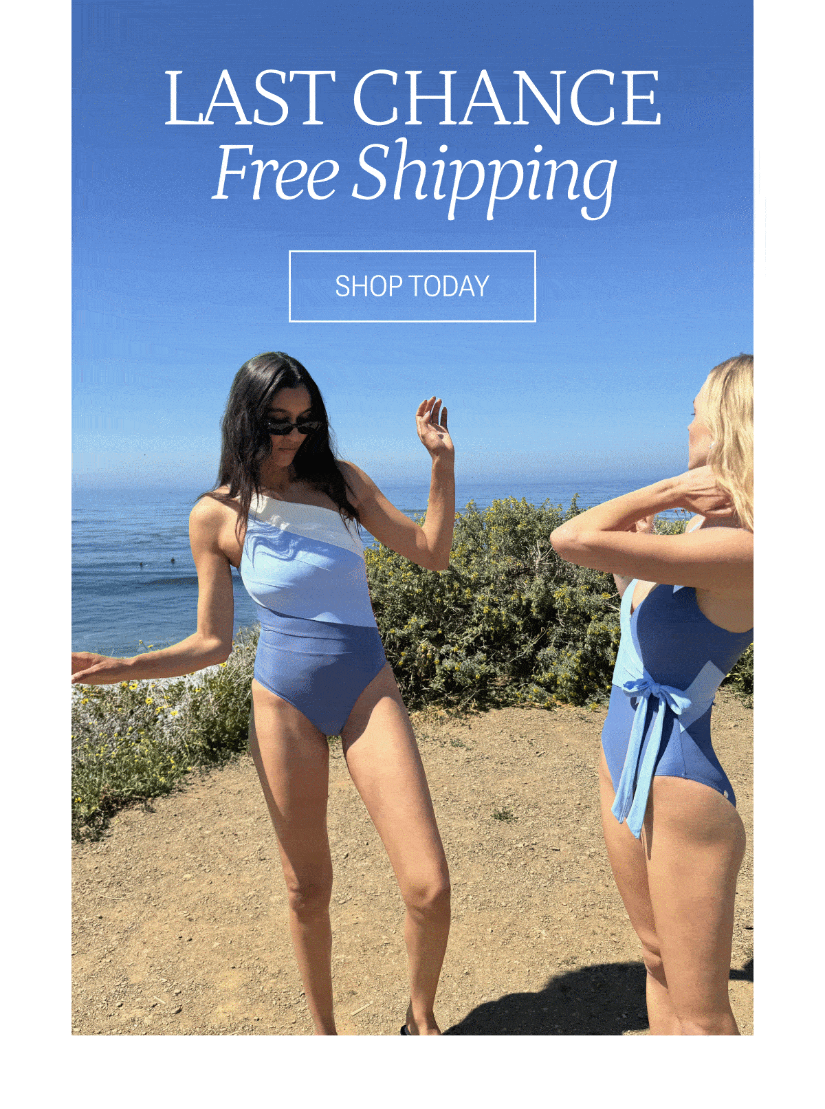 Model in one piece swimsuit on the beach